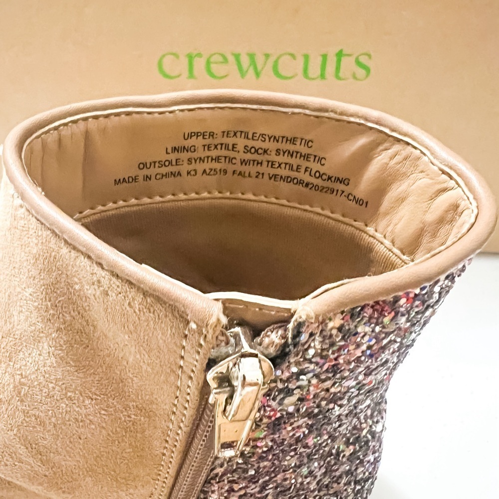 J. Crew Crewcuts Girls Zip-Up Glitter Back Ankle Boots, Size K3 - Picture 6 of 8